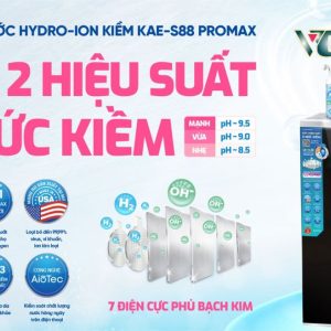 Máy lọc nước nóng lạnh Hydro-ion kiềm Karofi KAE-S88 PROMAX Tăng gấp 2 hiệu suất kiềm